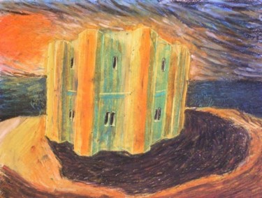 Painting titled "Castel del Monte" by Maurizio Aprea, Original Artwork, Pastel