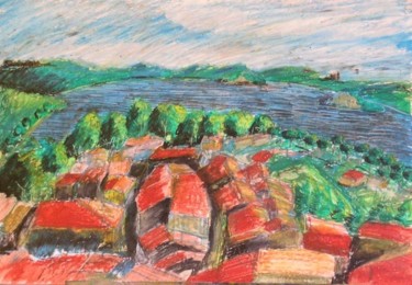 Peinture intitulée "Lago di Bolsena" par Maurizio Aprea, Œuvre d'art originale, Pastel