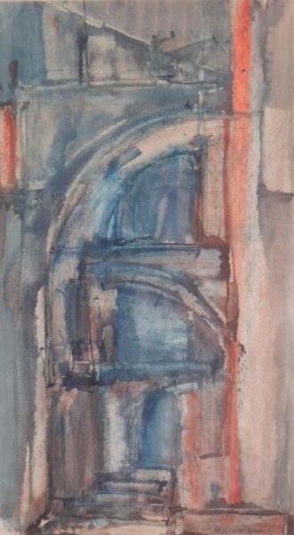 Painting titled "contrafforti" by Maurizio Aprea, Original Artwork, Watercolor