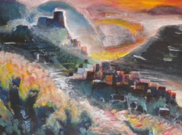 Pittura intitolato "Esperia e la nebbia…" da Maurizio Aprea, Opera d'arte originale, Acrilico
