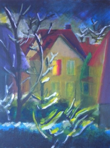 Painting titled "notte d'inverno in…" by Maurizio Aprea, Original Artwork