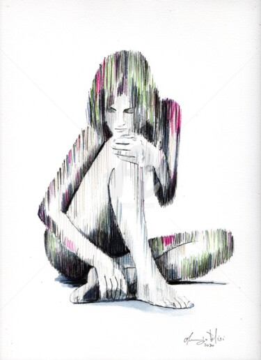 Рисунок под названием "Gladiolus" - Maurizio Puglisi, Подлинное произведение искусства, Гелевая ручка