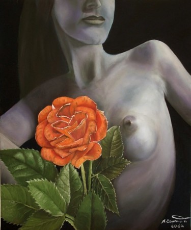 Painting titled "la-rosa.jpg" by Mauro Benvenuto, Original Artwork, Oil