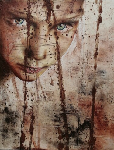 Painting titled "Siamo figli delle s…" by Mauro Gazzara, Original Artwork, Charcoal Mounted on Wood Panel