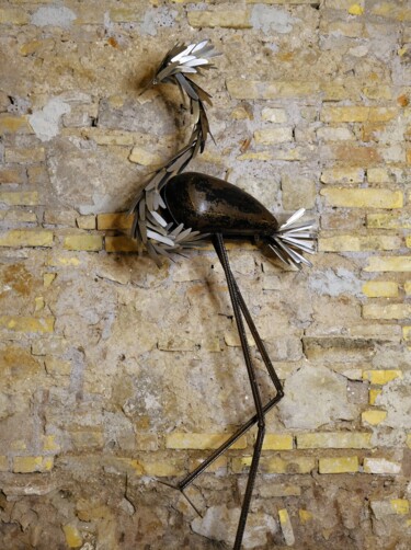 Sculpture titled "Fenicottero" by Mauro Mangiafico (MalloLab), Original Artwork, Metals