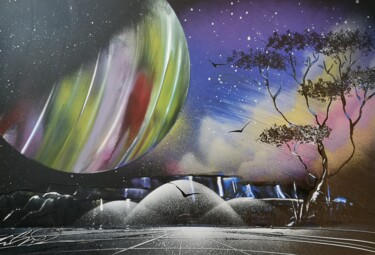 Pintura titulada "The Big Planet" por Mauro Sposito, Obra de arte original, Pintura al aerosol