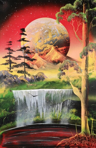 Pittura intitolato "Sunset waterfalls" da Mauro Sposito, Opera d'arte originale, Acrilico