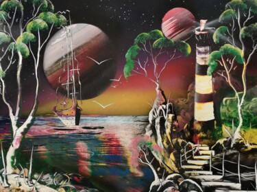 Painting titled "Lighthouse 2" by Mauro Sposito, Original Artwork, Spray paint