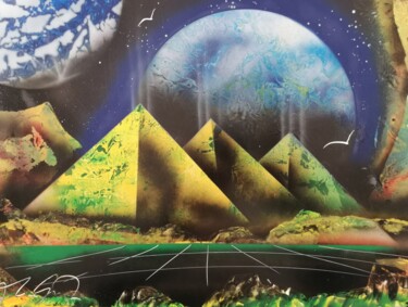 Peinture intitulée "Piramidi verdi" par Mauro Sposito, Œuvre d'art originale, Bombe aérosol