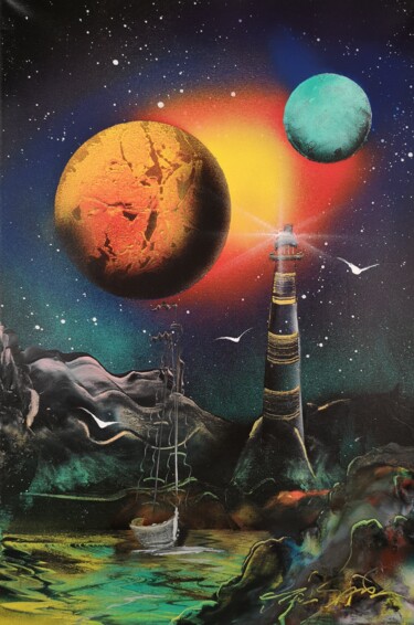 Malerei mit dem Titel "Lighthouse" von Mauro Sposito, Original-Kunstwerk, Sprühfarbe
