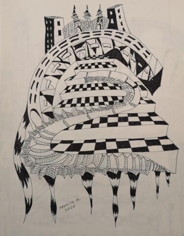 Desenho intitulada "Dragon" por Mauro Sposito, Obras de arte originais, Caneta de gel