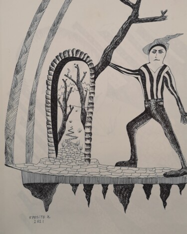 Disegno intitolato "Portale" da Mauro Sposito, Opera d'arte originale, Penna gel