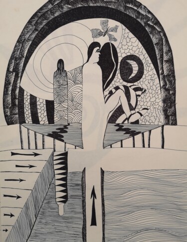 Desenho intitulada "Specchi" por Mauro Sposito, Obras de arte originais, Caneta de gel