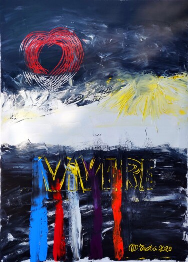Painting titled "vivere" by Mauro Trentini, Original Artwork, Oil Mounted on Other rigid panel