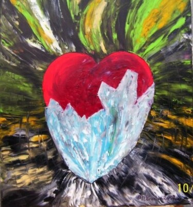 Pittura intitolato "Mezzo cuore di ghia…" da Mauro Trentini, Opera d'arte originale, Olio