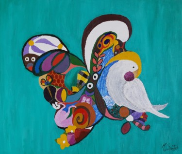 Painting titled "Borboleta" by Mauro Santos, Original Artwork, Oil