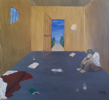 Peinture intitulée "Mental Prisons" par Mauro Santos, Œuvre d'art originale, Huile Monté sur Châssis en bois