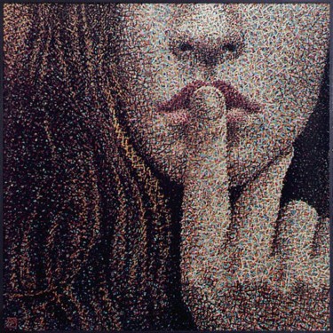 Pintura intitulada "Dedo na boca." por Mauro Soares, Obras de arte originais, Óleo