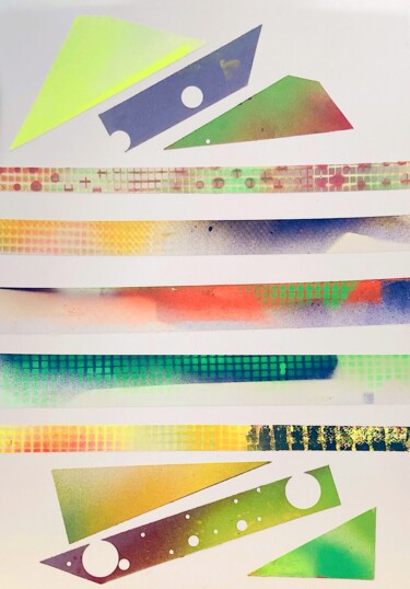Collagen mit dem Titel "Congiunzione Parall…" von Salvatore Mauro, Original-Kunstwerk, Sprühfarbe Auf Karton montiert