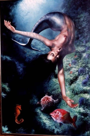 Pintura titulada "sirena" por Rene Martinez Valadez, Obra de arte original, Oleo