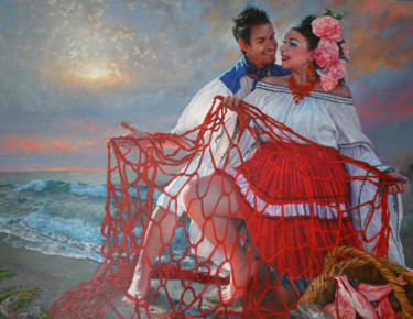 Pittura intitolato "san-blas.jpg" da Rene Martinez Valadez, Opera d'arte originale