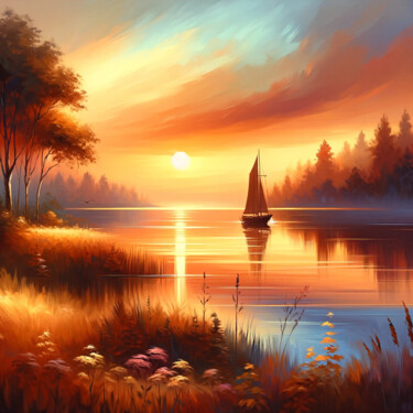 Digital Arts με τίτλο "Sunset" από Mavic, Αυθεντικά έργα τέχνης, Εικόνα που δημιουργήθηκε με AI