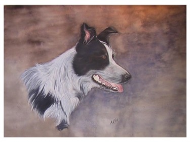 Painting titled "Darwin Dog" by Margaret Voss, Original Artwork