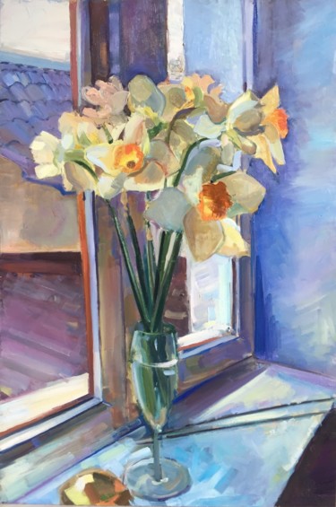 Картина под названием "Daffodils" - Maria Matvienko, Подлинное произведение искусства, Масло