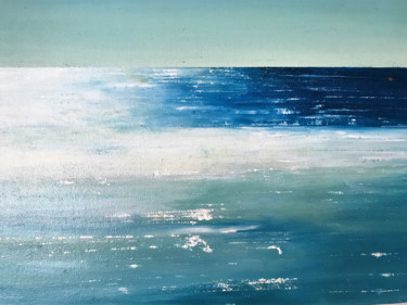 Painting titled "Mer calme" by Marie-France Chevalier, Original Artwork, Oil