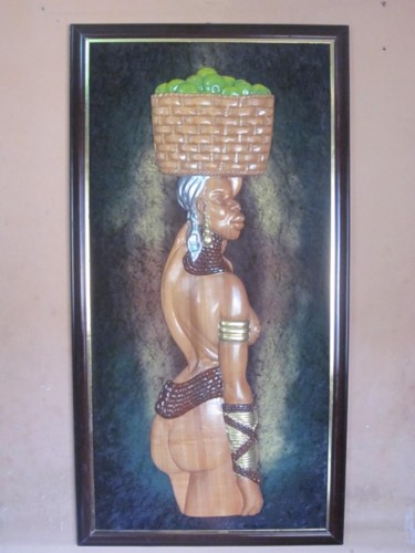 Sculpture titled "Ghana, My Africa" by Karen Stracener, Original Artwork, Wood