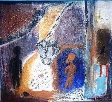 Painting titled "marche à l'envers" by Manumonteano, Original Artwork