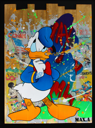 Painting titled "donald" by Max Andriot, Original Artwork, Spray paint Mounted on Wood Panel