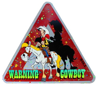 Malerei mit dem Titel "warning cowboy" von Max Andriot, Original-Kunstwerk, Sprühfarbe