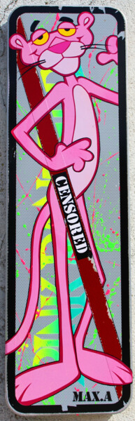 Painting titled "censored pink" by Max Andriot, Original Artwork, Spray paint
