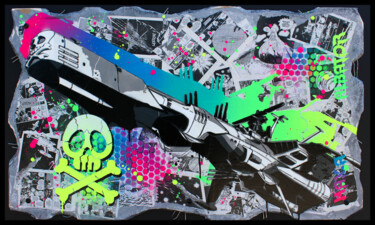 Malerei mit dem Titel "urban wall # albator" von Max Andriot, Original-Kunstwerk, Acryl