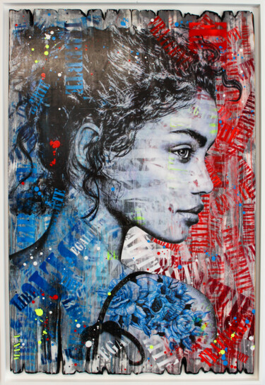 Картина под названием "burned marianne  #1" - Max Andriot, Подлинное произведение искусства, Акрил Установлен на Деревянная…
