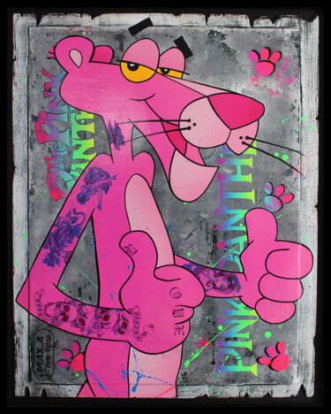 Painting titled "pink tatoo" by Max Andriot, Original Artwork, Acrylic Mounted on Wood Stretcher frame