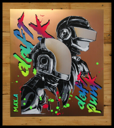 Painting titled "daft punk Gold édit…" by Max Andriot, Original Artwork, Acrylic Mounted on Wood Stretcher frame