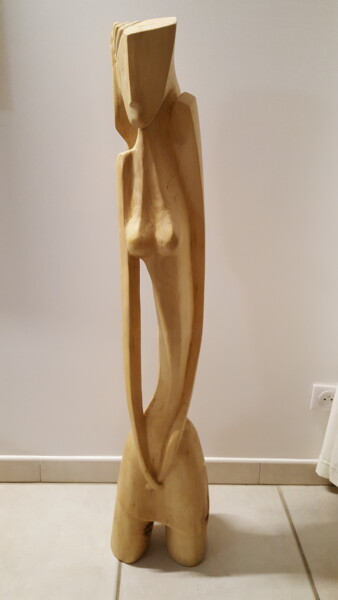Escultura intitulada "Ronde et anguleuse" por Max Bernard, Obras de arte originais, Madeira