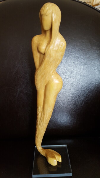 Sculptuur getiteld "Sirène 2" door Max Bernard, Origineel Kunstwerk, Hout