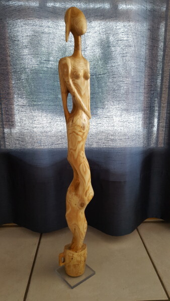 Sculpture titled "Djinnette" by Max Bernard, Original Artwork, Wood