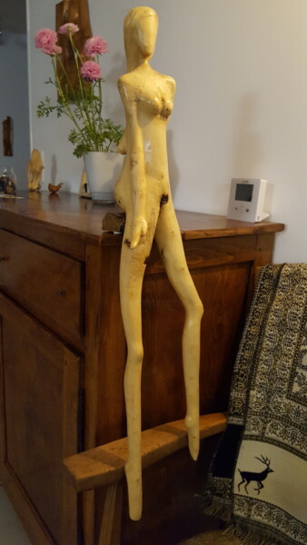 Skulptur mit dem Titel "Relax" von Max Bernard, Original-Kunstwerk, Holz