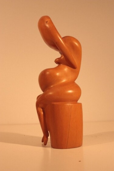 Sculpture titled "Buveuse" by Max Bernard, Original Artwork, Wood