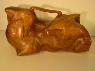Skulptur mit dem Titel "sac haute couture" von Max Bernard, Original-Kunstwerk, Holz