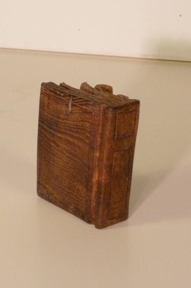 Sculpture titled "Vieux livre illisib…" by Max Bernard, Original Artwork, Wood