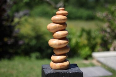 Sculpture intitulée "Empilement de galets" par Max Bernard, Œuvre d'art originale, Bois