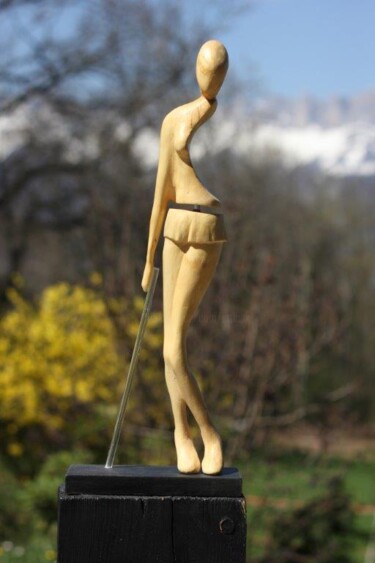 Sculptuur getiteld "Belles jambes" door Max Bernard, Origineel Kunstwerk, Hout