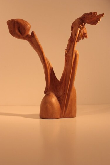Escultura intitulada "Lache moi !" por Max Bernard, Obras de arte originais, Madeira