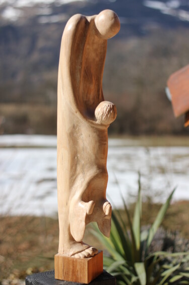 Sculpture intitulée "Retrouvailles" par Max Bernard, Œuvre d'art originale, Bois