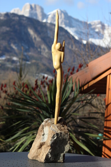 Sculpture intitulée "Mont Aiguille inacc…" par Max Bernard, Œuvre d'art originale, Bois